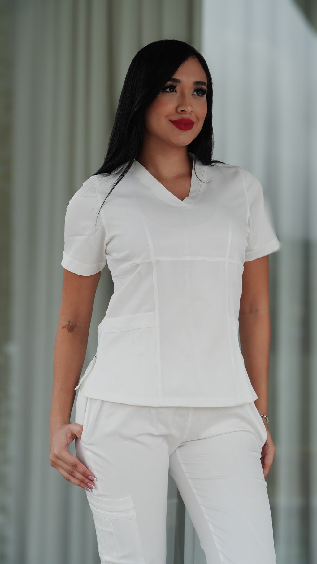 Uniforme blanco perla - algodón semilicrado